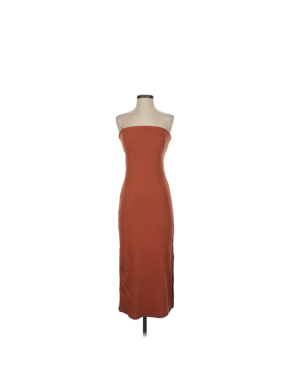 Old Navy Ribbed Strapless Maxi Dress Burnt Orange Small